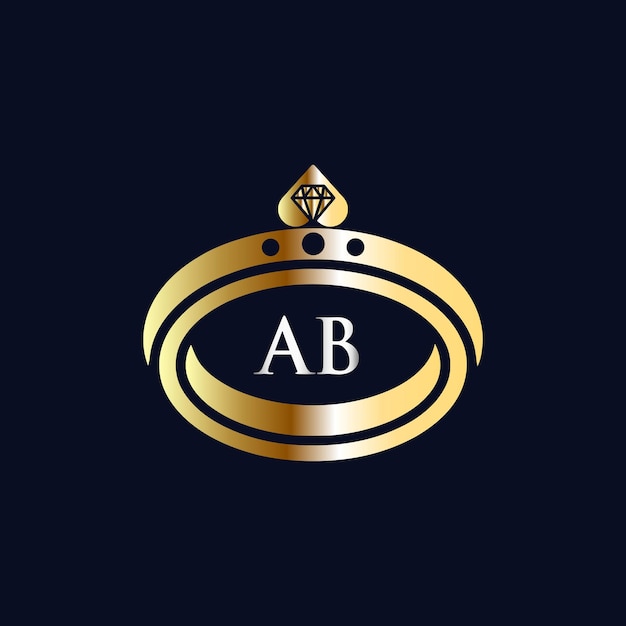 Logotipo inicial de ab boda, plantilla de vector de logotipo de joyería