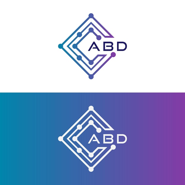 El logotipo inicial de ABD Tech es un icono para el negocio de tecnología digital.