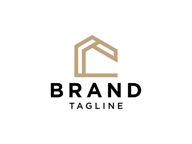 Logotipo inicial abstracto de la letra C. Estilo lineal dorado con icono de línea de espacio negativo.