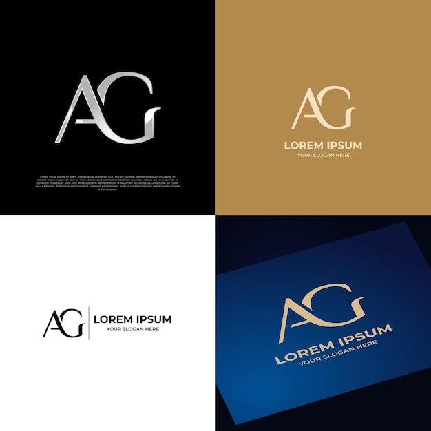 Vector logotipo inicial ag letras tipografía moderna