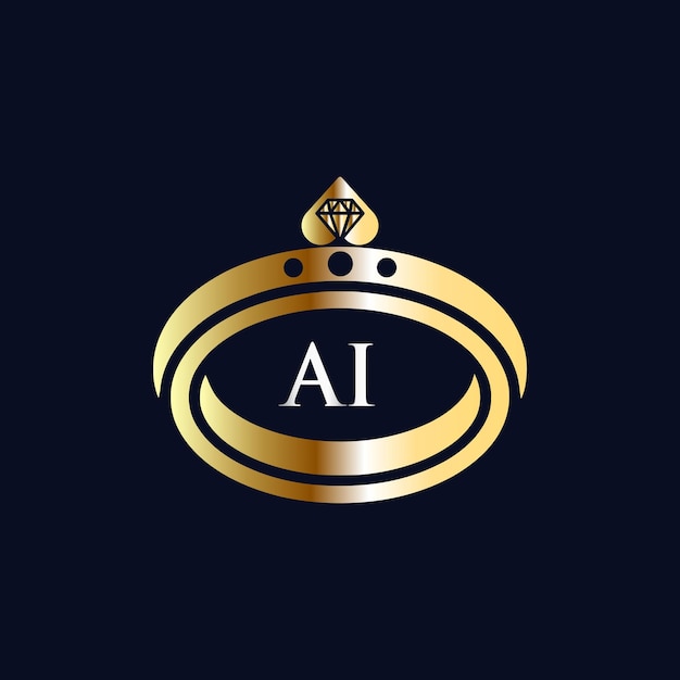 Logotipo inicial de AI Boda, plantilla de vector de logotipo de joyería