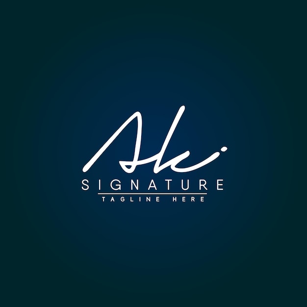 El logotipo inicial de AK en estilo de firma para fotografía y negocios de moda, logotipo de firma dibujado a mano