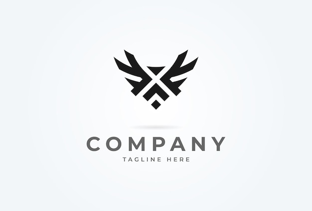 Logotipo inicial del ala X Letra moderna X formando con alas Plantilla de diseño de logotipo vectorial plano