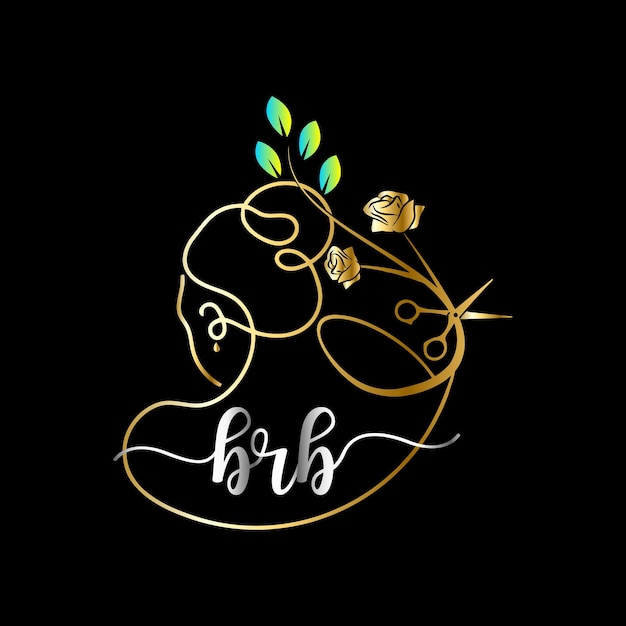 Logotipo inicial de brb, salón, plantilla de vector de belleza spa de cosméticos de lujo