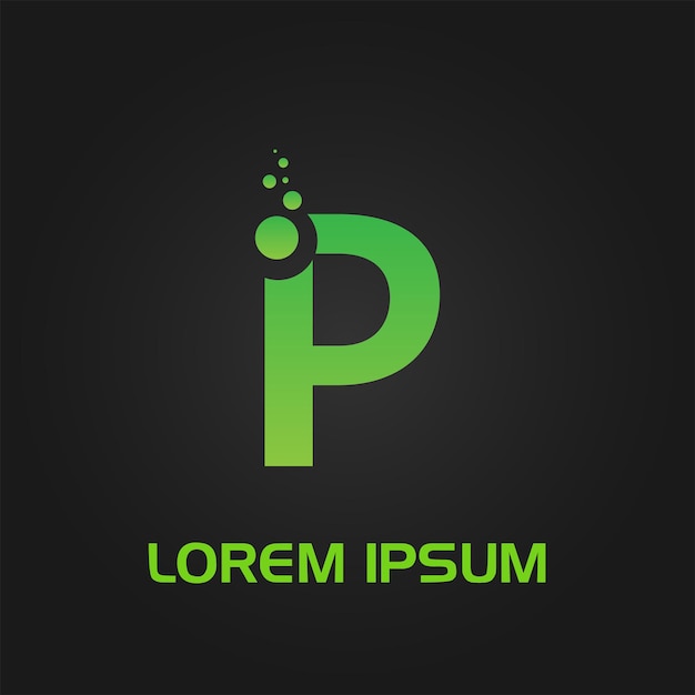 Logotipo inicial de la burbuja del círculo de la letra P