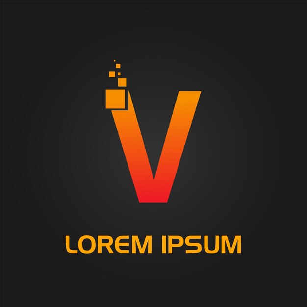 Logotipo inicial de burbuja cuadrada de letra V