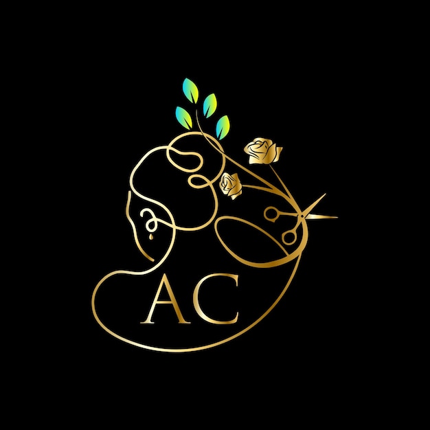 Logotipo inicial de CA, salón, plantilla de vector de belleza Spa de cosméticos de lujo