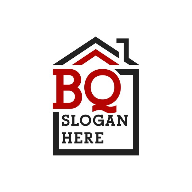 Logotipo inicial de la casa BQ para la cubierta Letra Logotipo de bienes raíces BQ