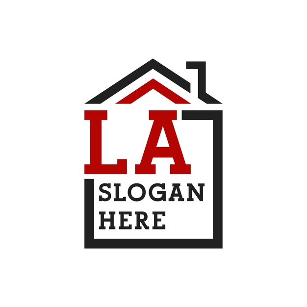Logotipo inicial de la casa de LA para la cubierta Letra Logotipo de bienes raíces de LA