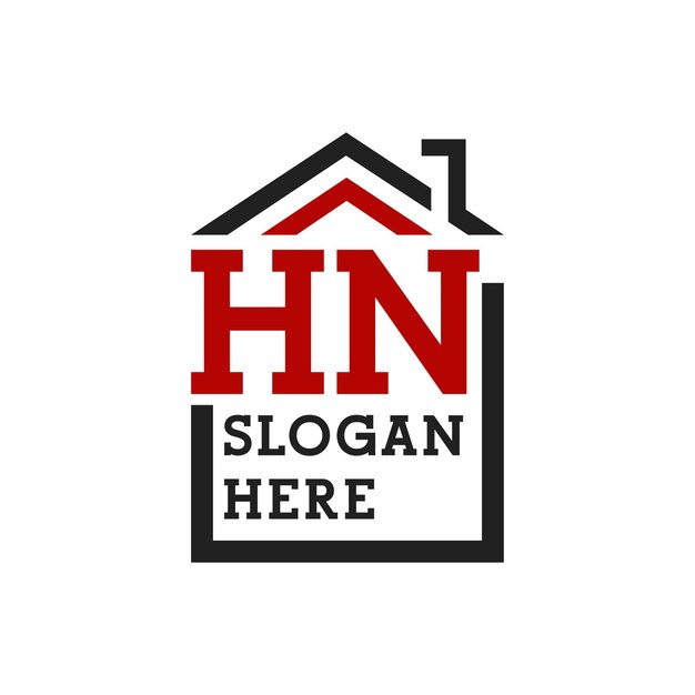 Logotipo inicial de la casa HN para la cubierta Letra Logotipo de bienes raíces HN