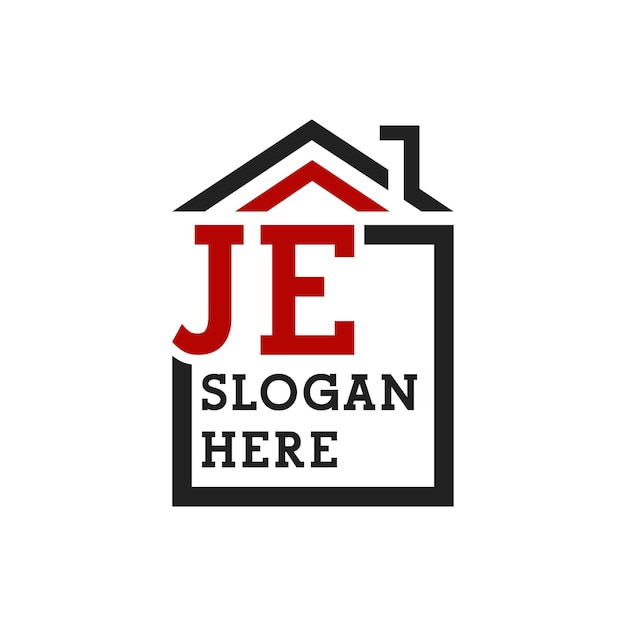 El logotipo inicial de la casa JE para la cubierta de la letra JE Real Estate Logo