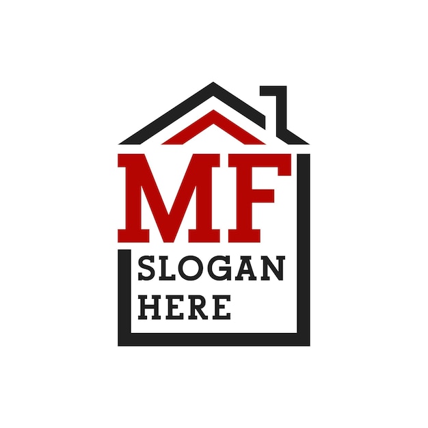 Logotipo inicial de la casa MF para la cubierta Letra Logotipo de MF Real Estate