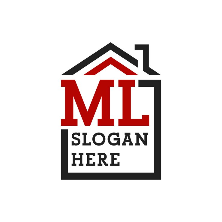 Vector logotipo inicial de la casa ml para la cubierta letra ml logotipo de bienes raíces