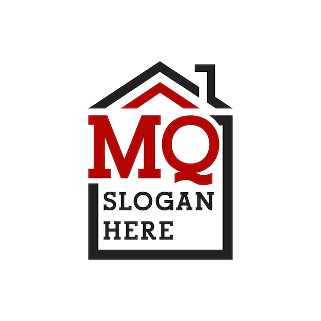 Logotipo inicial de la casa MQ para la cubierta Letra Logotipo de bienes raíces MQ