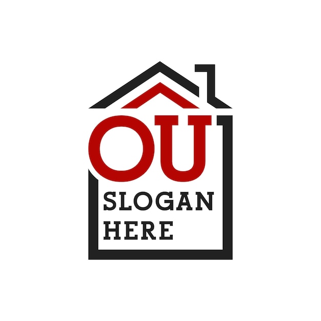 El logotipo inicial de la casa de la OU para la cubierta La letra OU Logotipo de bienes raíces
