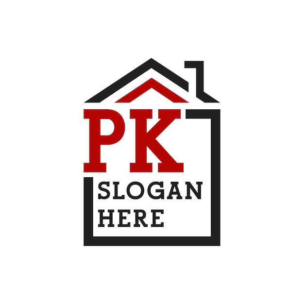 Logotipo inicial de la casa PK para la cubierta Letra Logotipo de PK Real Estate