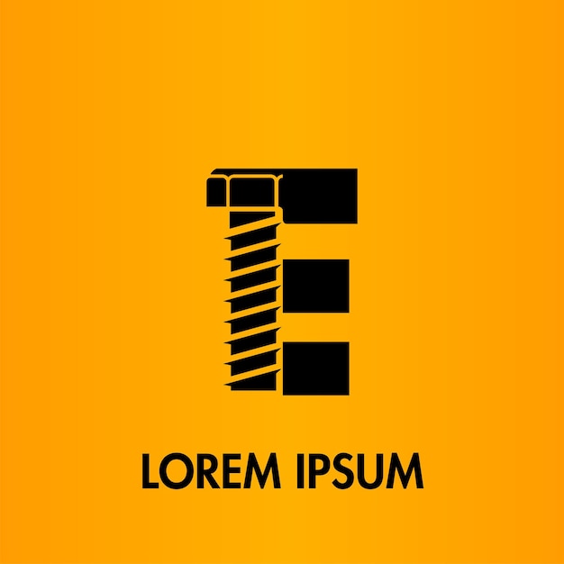 Logotipo inicial de clavo de perno de letra E