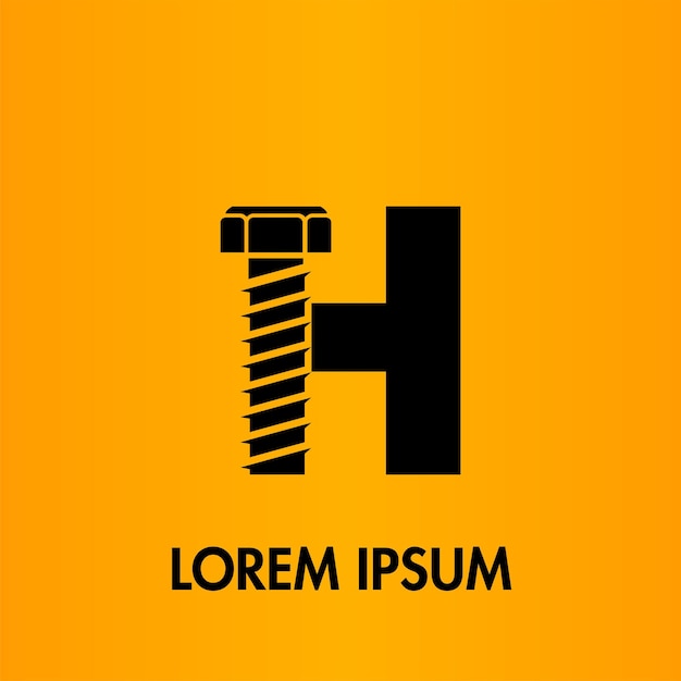 Logotipo inicial de clavo de perno de letra H