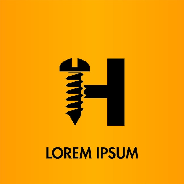 Logotipo inicial de clavo de tornillo de letra H