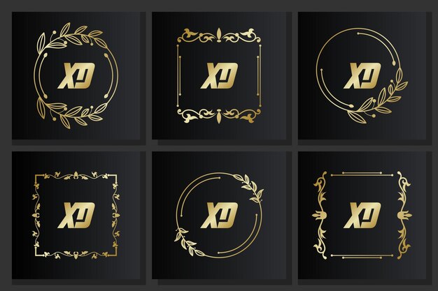 Logotipo inicial de colección con diseño de adorno de lujo.