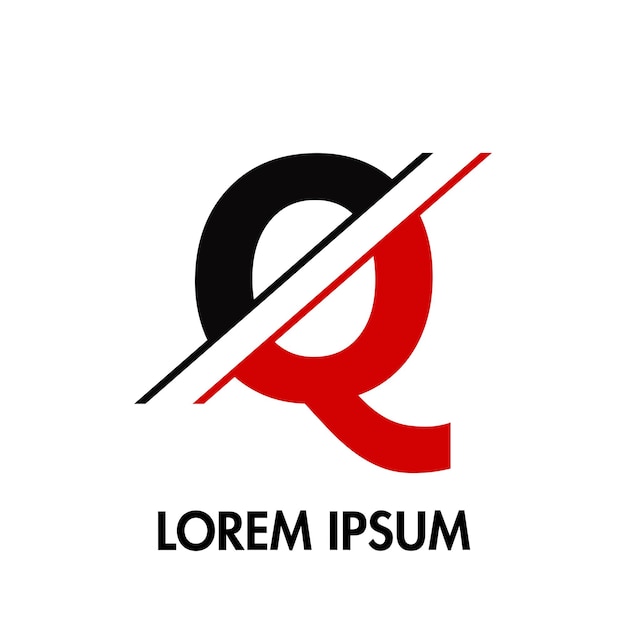 Logotipo inicial de cruz de dos líneas de letra Q