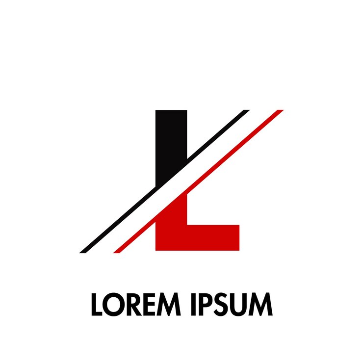 Vector logotipo inicial cruzado de dos líneas de letra l