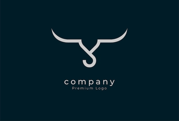 Logotipo inicial de cuerno Y letra minimalista Y con ilustración de vector de logotipo de diseño de cuerno