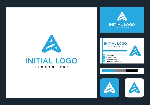 Logotipo inicial a e icono de tarjeta de visita