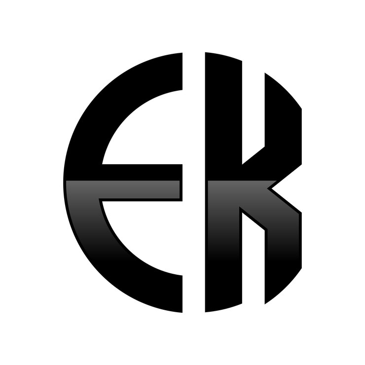 Vector el logotipo inicial de ek en forma de círculo