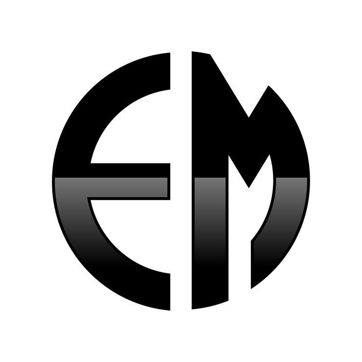 Vector el logotipo inicial de em en forma de círculo