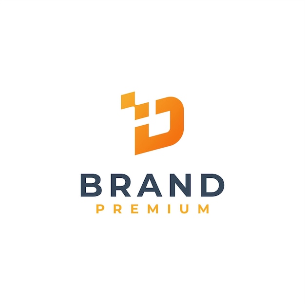 logotipo inicial de la empresa de tecnología letra d