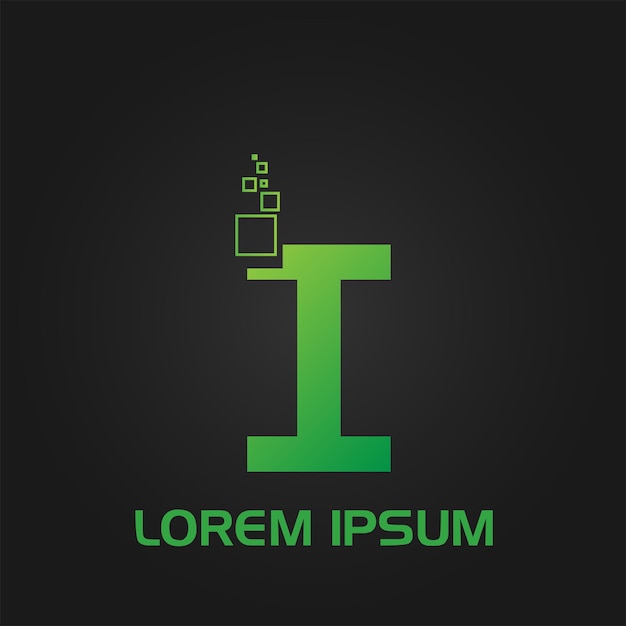 Logotipo inicial de estilo de burbuja cuadrada con letra I
