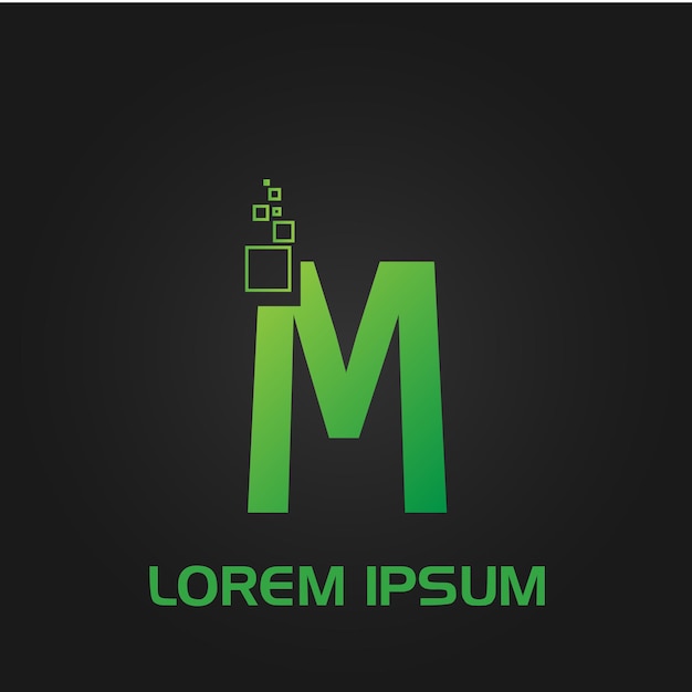 Logotipo inicial de estilo de burbuja cuadrada con letra M