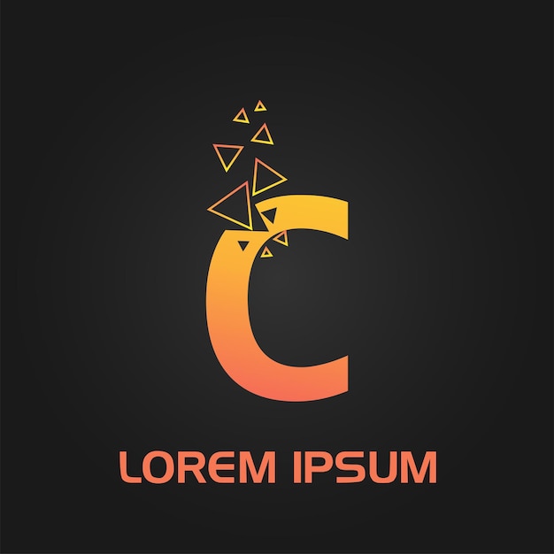 Logotipo inicial de estilo de burbuja de triángulo de letra C