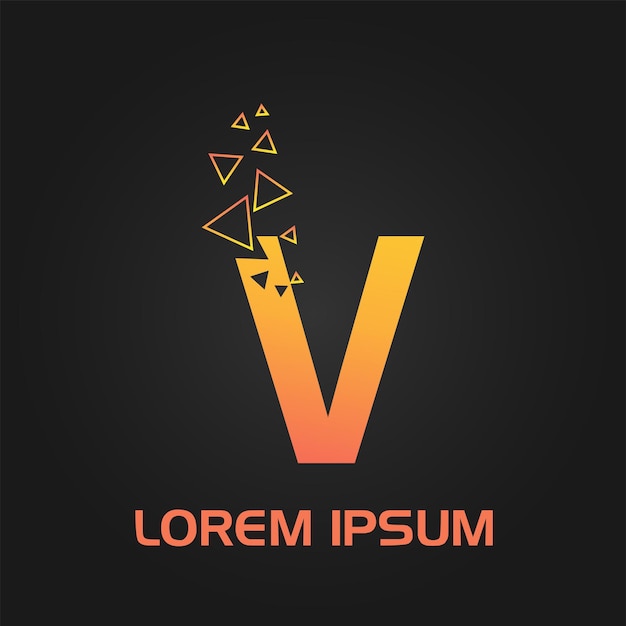 Logotipo inicial del estilo de la burbuja del triángulo de la letra V