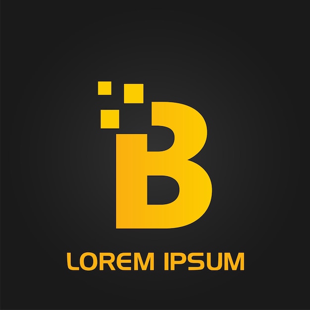 Logotipo inicial de estilo de flujo de píxeles de letra B