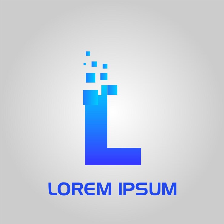 Vector logotipo inicial de estilo de flujo de píxeles de letra l