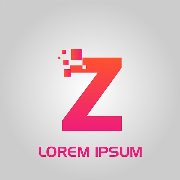 Logotipo inicial de estilo de flujo de píxeles de letra Z