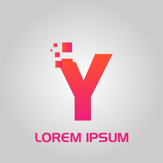 Logotipo inicial de estilo de flujo de píxeles de letra Y