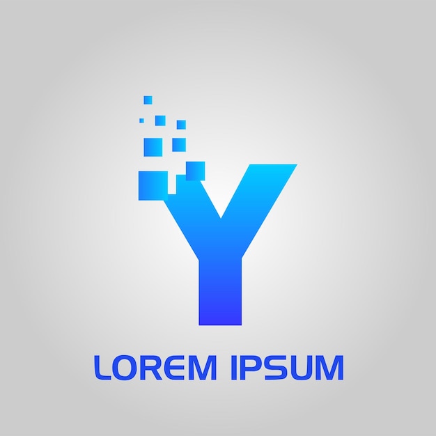 Logotipo inicial de estilo de flujo de píxeles de letra Y