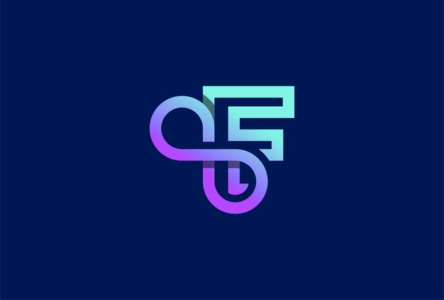 Logotipo inicial F Infinity adecuado para el diseño de logotipos de tecnología, marca y empresa