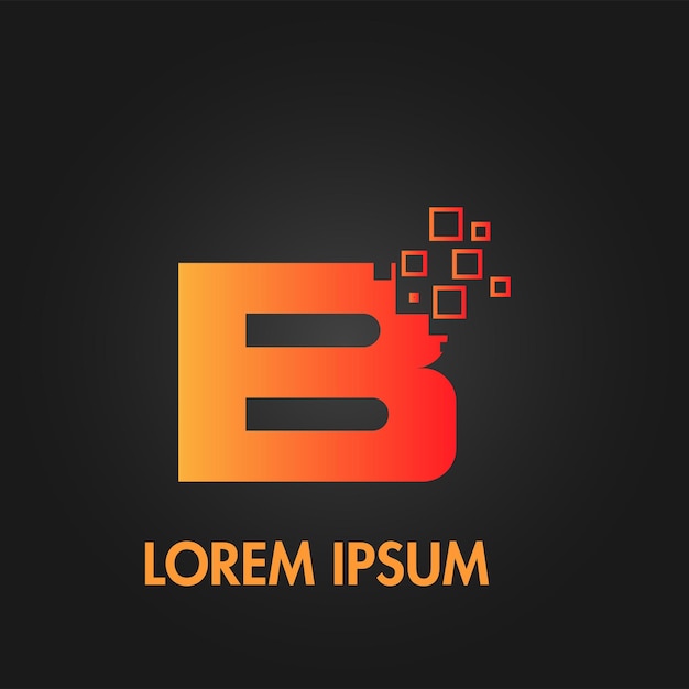 Logotipo inicial de flujo de píxeles de letra B