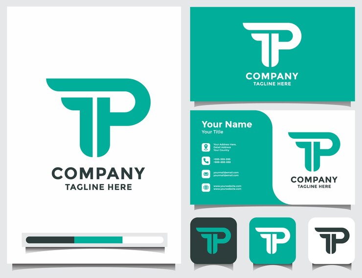 Vector logotipo inicial de fp pf con tarjeta de visita