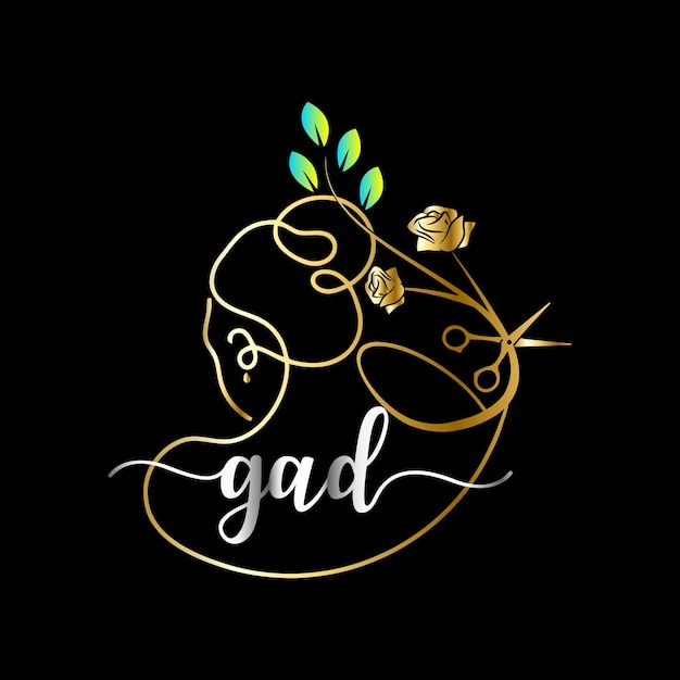 Logotipo inicial de GAD, salón, plantilla de vector de belleza Spa de cosméticos de lujo