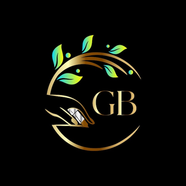 Vector logotipo inicial de gb, uñas, plantilla de vector de belleza de spa de cosméticos de lujo