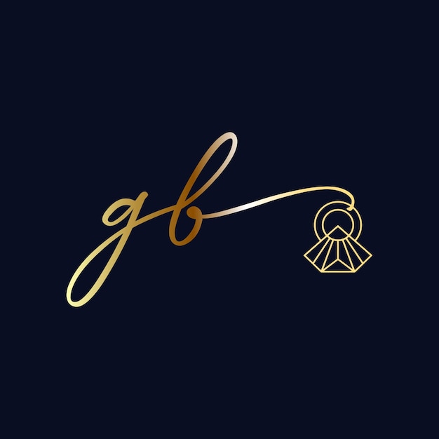 Logotipo inicial de GB Plantilla de vector de logotipo de joyería de escritura a mano de boda