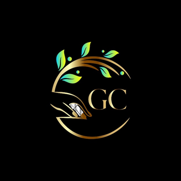 Logotipo inicial de GC, clavos, plantilla de vector de belleza de spa de cosméticos de lujo