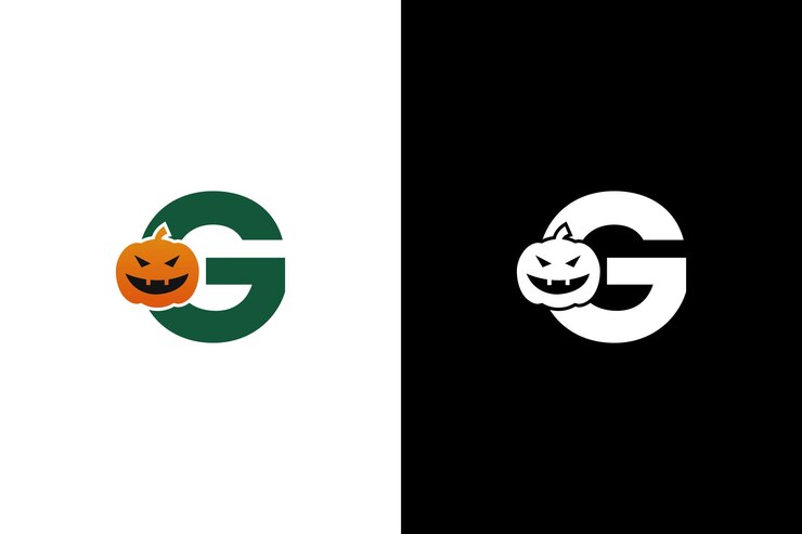 Logotipo inicial de Halloween G Logotipo de la letra G de Halloween o diseño de plantilla de icono