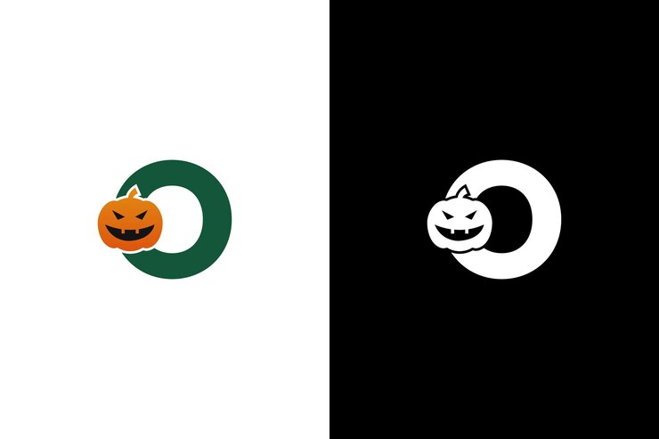 Logotipo inicial de Halloween O Logotipo de la letra O de Halloween o diseño de plantilla de icono