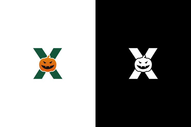 Logotipo inicial de Halloween X Logotipo de la letra X de Halloween o diseño de plantilla de icono